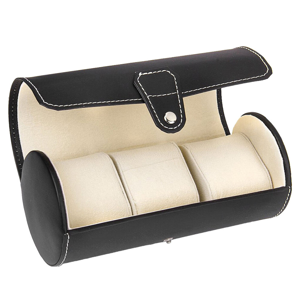 3-Compartment Pu Display Storage Box For Jewelry Watch (Black)-image-OPC-PJWJCQY-NEW