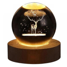(Deer Forest) Unique Glowing Planetary GalaxyAstronaut Crystal Ball Night Lights USB Power Warm Bedside Light Christmas Kid Gift Night Lamp