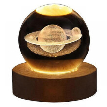 (Saturn) Unique Glowing Planetary GalaxyAstronaut Crystal Ball Night Lights USB Power Warm Bedside Light Christmas Kid Gift Night Lamp