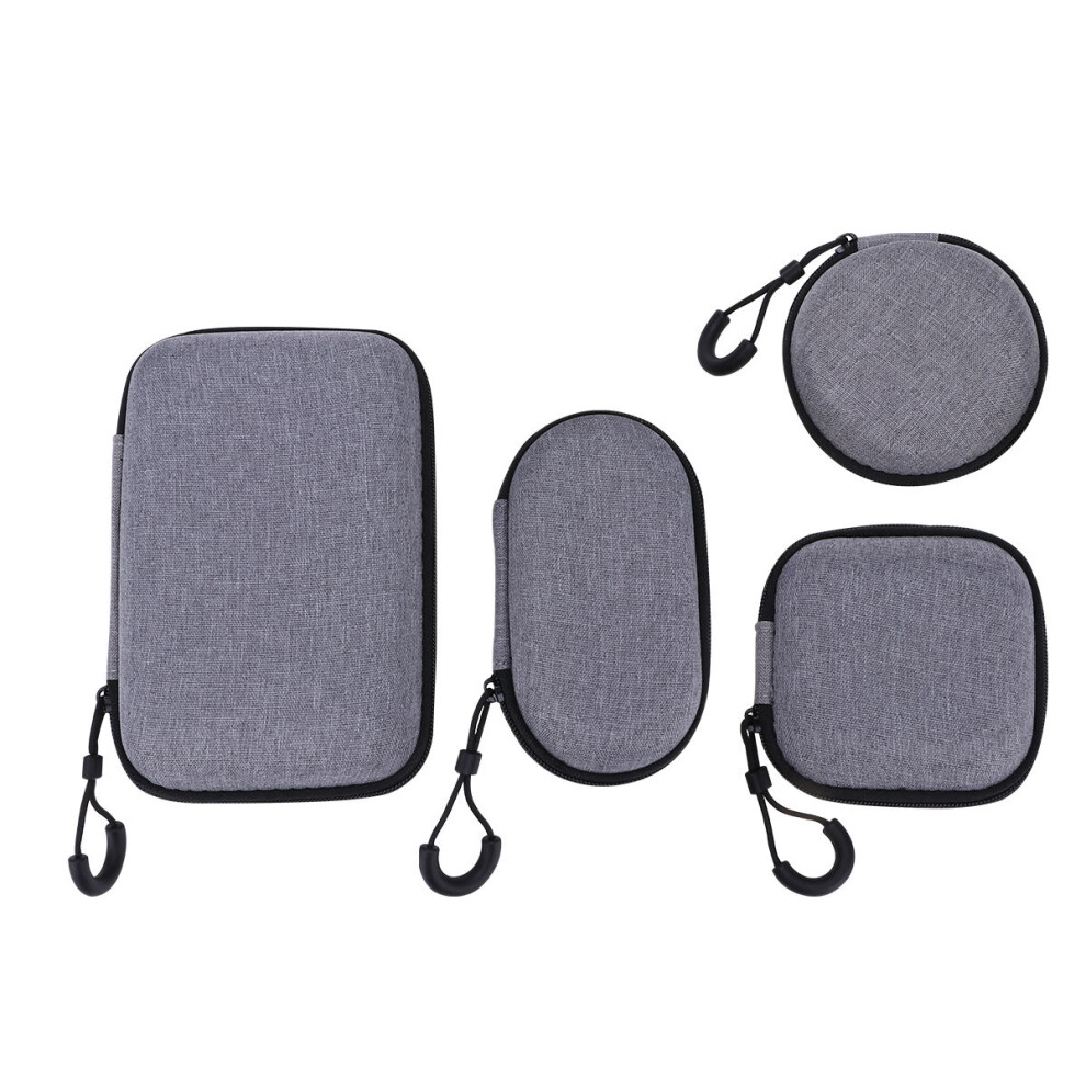 4Pcs Data Cable Storage Bags Compact Durable Eva Earphone Pouches Grey 3061700125018