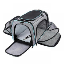 (M, Blue) Pet Carriers Bag Portable Breathable Foldable Bag Cat Dog Carrier Bags Outgoing Outdoor Travel Pets Cats Handbag Safety Zippers