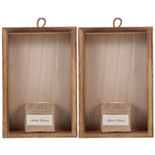 2Pcs Wooden Wall Hanging Storage Basket Rustic Coffee Flower Planter