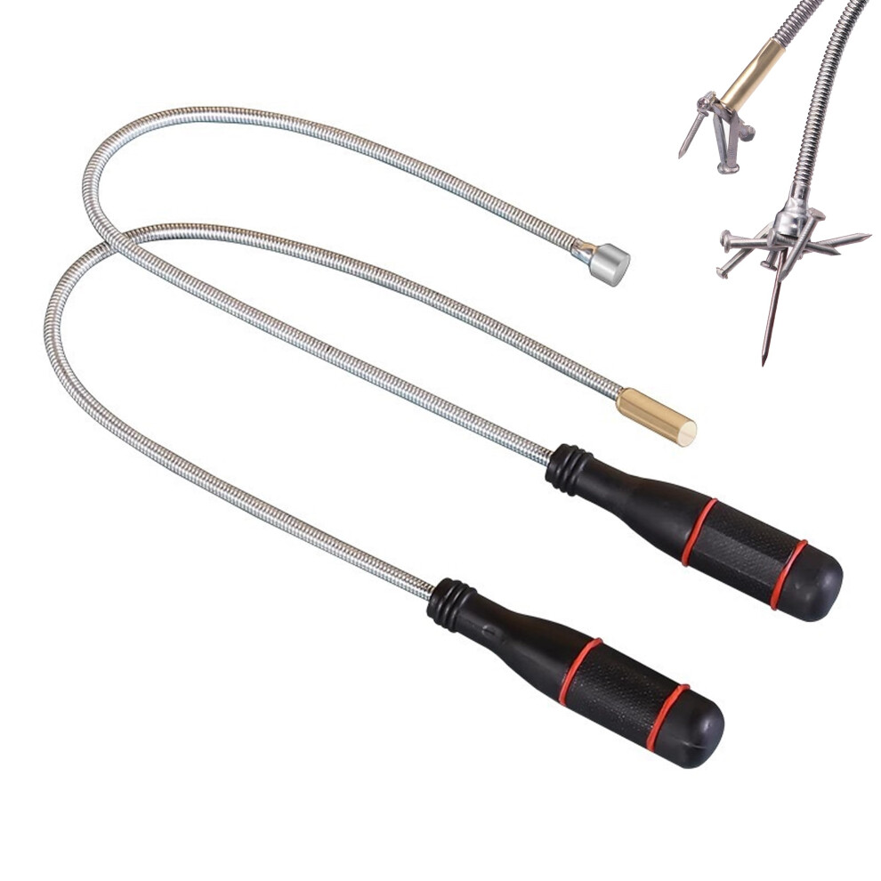 Pack Of 2 Magnetic Pickup Rod Grabber, 60 Cm Flexible Magnetic Lifter With Gooseneck For Easy Retrieval 6038364472656