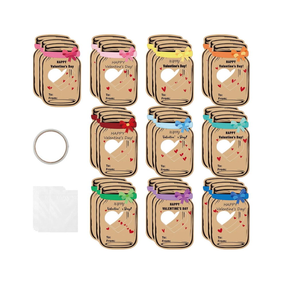 30 Valentine's Day Cards for Kids Paper Candy Jar Bottle Shape Gift Cards Set for Boys and Girls School Greeting Cards Style B-image-OPC-PJWKKFN-NEW