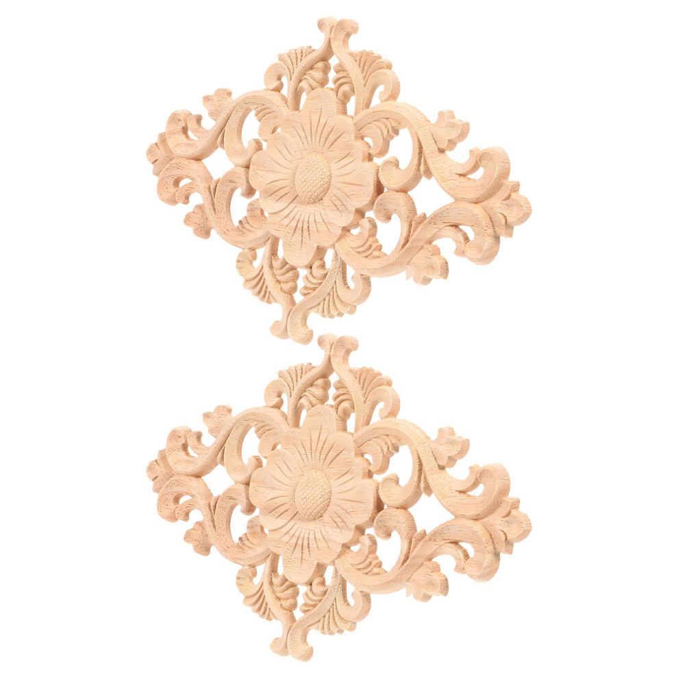 2pcs Wooden Appliques For Furniture Enthusiasts 8.3x5.7x0.4in