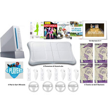 4 Player Nintendo Wii Console Mega Bundle Mario Kart Sports Resort Fit Just Dance - Refurbished