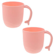 Pink Pp Toothbrush Cups With Dolphin Handle For Outdoor Use 2pcs