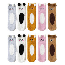 Coral Fleece Warm-Keeping Socks Adorable Home Sleeping Cartoon 5 Pairs
