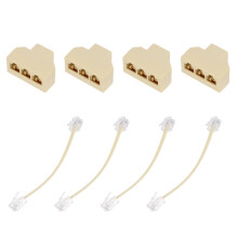 4pcs 1 Female To 3 Female Telephone Splitter Connector Adapter