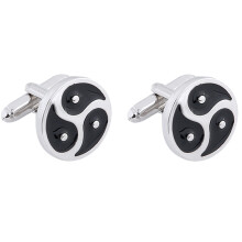 1Pair Silver Alloy Tai Chi Cuff Links for Men Casual and Formal Wear