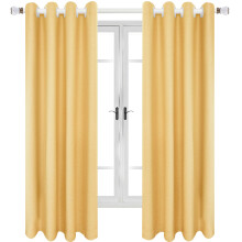 Opaque Thermal Curtain Set of 2, Soft Durable Blackout Curtains with Eyelets, Cold Protection, Yellow 70 x 60 cm