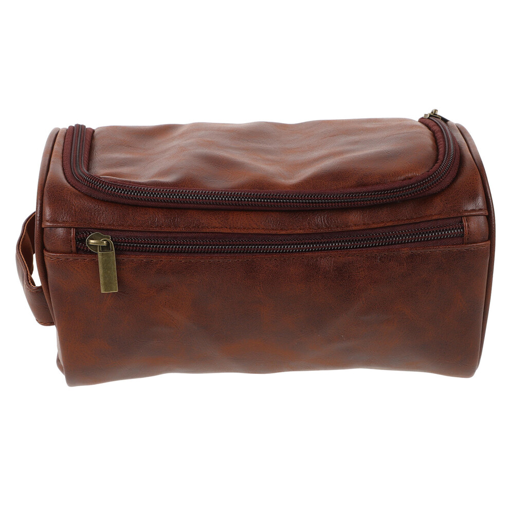 Aboofan Brown Quilted Ladies Girls Makeup Kit Toiletry Bag Travel