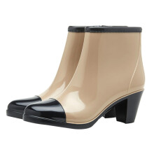 1Paire Bottes Femme PVC Talon Mode Antidérapantes Courtes