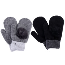 2 Pairs Warm Fleece Lined Thermal Mittens For Women