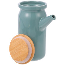 ceramic soy sauce dispenser with wood lid seasoning container