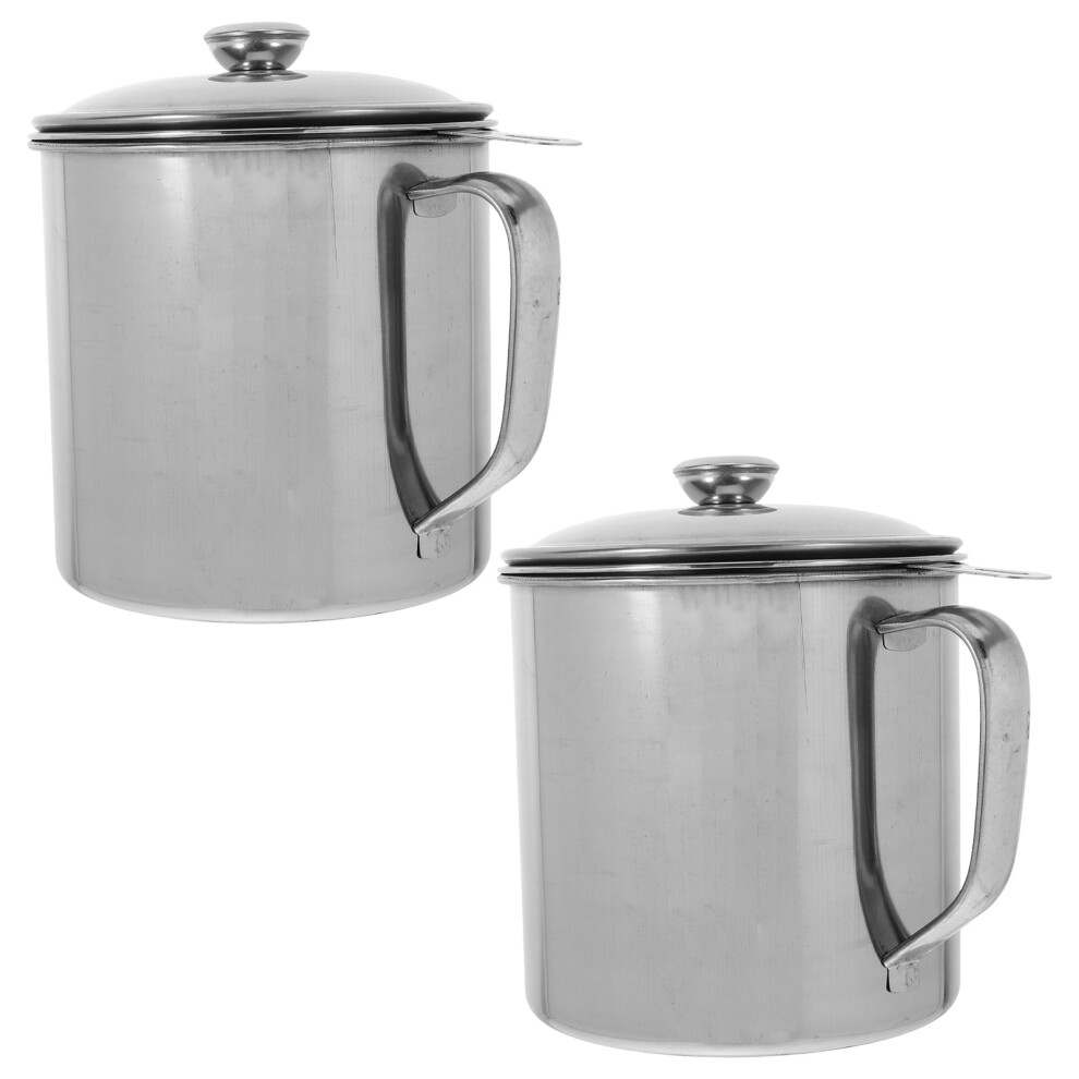 2pcs Oil Filter Pot Stainless Steel Household Oil Colander-image-OPC-PJWN7JJ-NEW