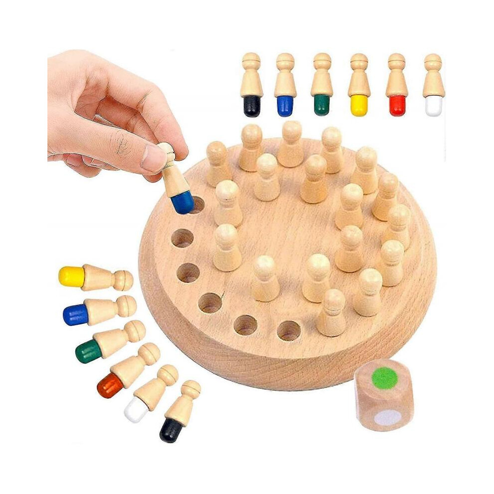 Wooden Memory Matchstick Chess Set, Colorful Memory Chess Fun Building Blocks Board Game Memory Matchstick Chess Game Parent-Child Interaction Tw