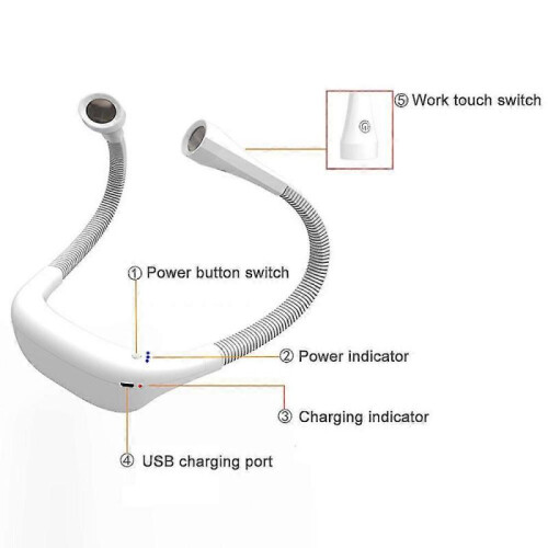 Led Book Light Rechargeable Neck Reading Light, with Flexible Arm Tw 2