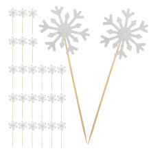Merry Christmas Cake Decorations Silver Paper Bamboo 150 Pcs