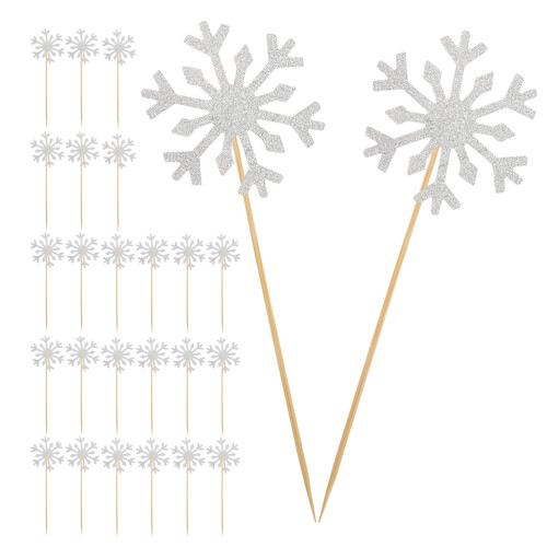 Merry Christmas Cake Decorations Silver Paper Bamboo 150 Pcs