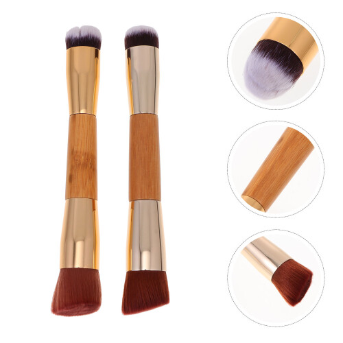 2pcs Professional Wooden Handle Makeup  Use Golden 2
