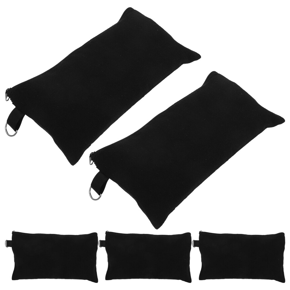 Vaguelly Black 5Pcs Zipper Canvas Bag Simple Travel Cosmetic