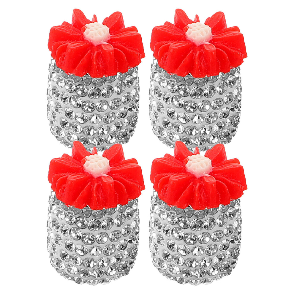 Bling Tire Valve Caps With Rhinestone For Car Use Multi Color 4pcs-image-OPC-PJWNN5R-NEW