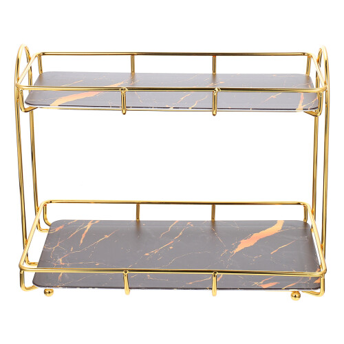 Black Iron Bathroom Corner Storage Rack 2 Tier Shelf 2