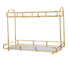 Black Iron Bathroom Corner Storage Rack 2 Tier Shelf