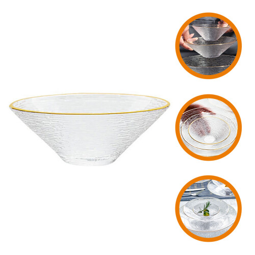 Flatware Salad Bowl Glass Bowls Reusable Serving Mixing Stripe 1