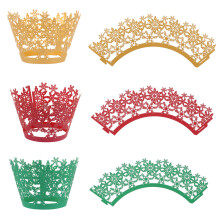 36pcs Cake Wrappers Creative Hollow Snowflake Paper Baking Cake Liner