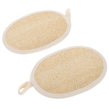 2Pcs Reusable Beige Loofah Back Scrubber Cotton Bath Cleaning Tool