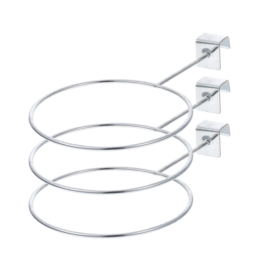 Photos - Basketball Hoop Masteelf 3 Pcs Hat Display Rack Sports Ball Basket Wall Mount Silver