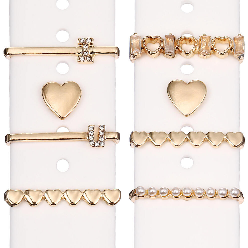 8Pcs Watch Strap Charms Durable Metal Watchband Ring Loops Golden 3062267889702