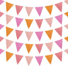 10 Metre Bunting Garland - 36 Flags Weatherproof Fabric Decoration for Wedding Birthday Party Events - Orange Pink
