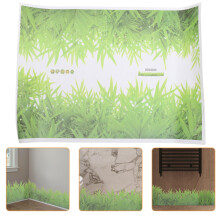 Green Wallpaper Grass And Bamboo Leaves Skirting Board