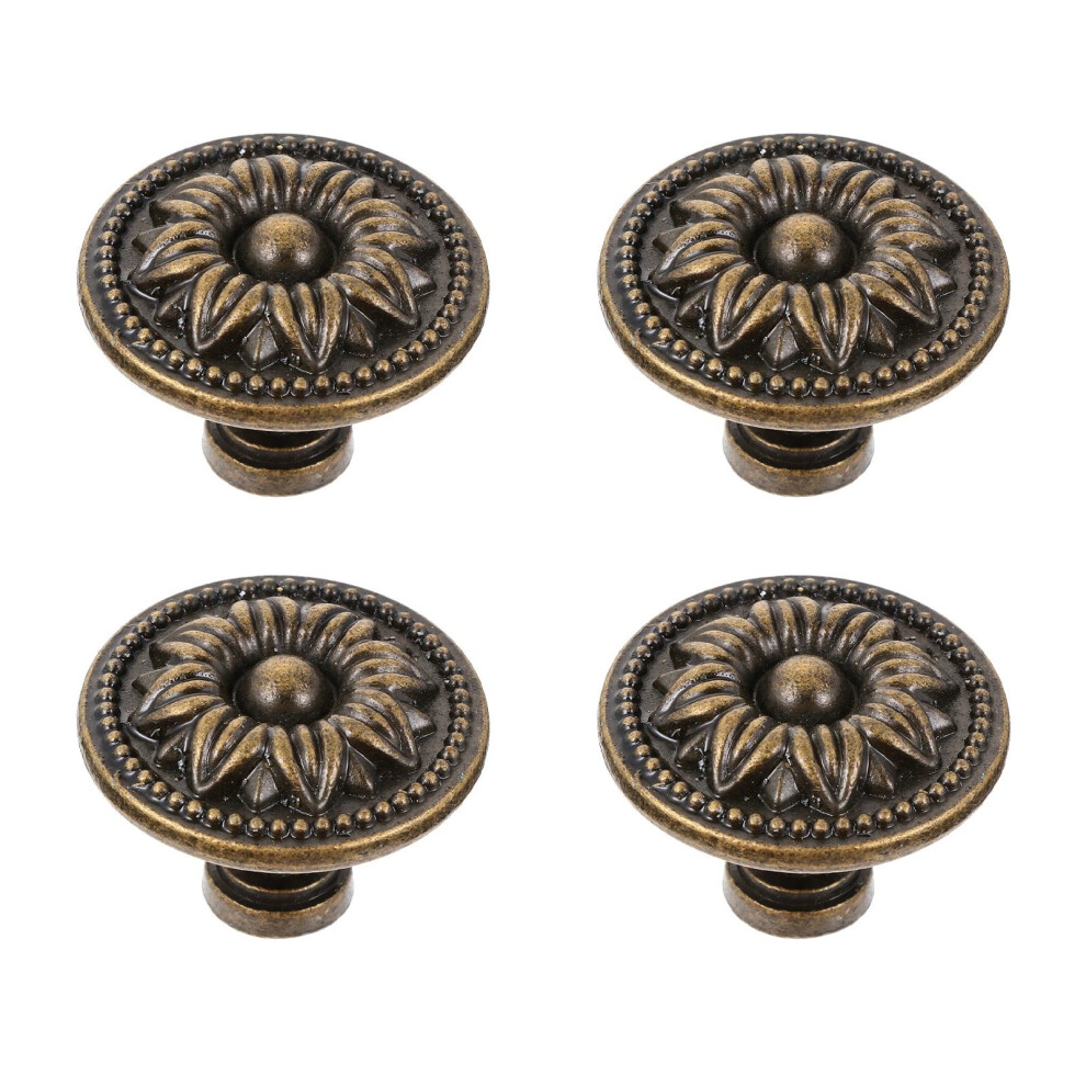 4Pcs Zinc Alloy Round Cabinet Knobs Dark Brown Rustproof For Drawer 3062324930019