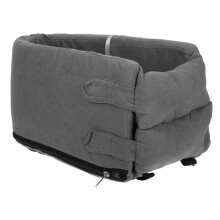 Grey Durable Fabric Dog Car Bed with Belt for Travel and Safety