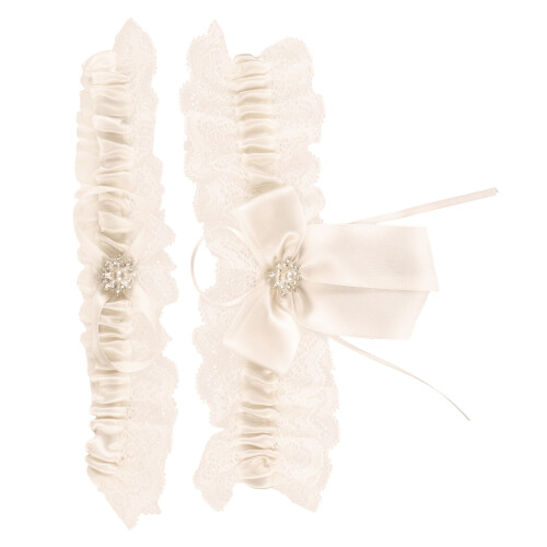 1Ensemble Jarretières De Jambe En Satin Et Beige Pour 2