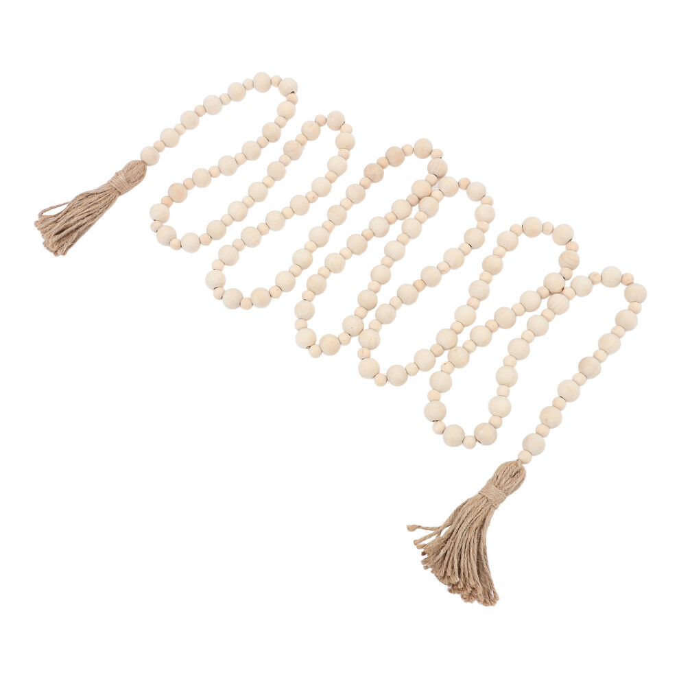 Aboofan 1Pc Beige Wooden Bead Garland Tassel Ornament Nordic Kids Decor