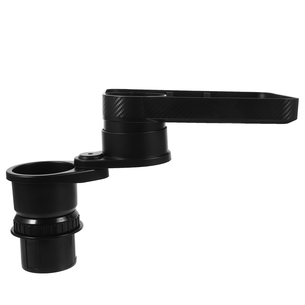 Abs Car Cup Holder Expander 2 In 1 Tray For Drinks And Food Black 3062623074391