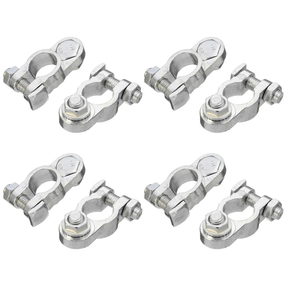 8Pcs Lightweight Aluminium Alloy Car Battery Terminal Clamp Silver 3062665022251