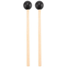 For 2pcs Soft Rubber Head Sticks Wood Handle Bell Mallets Black