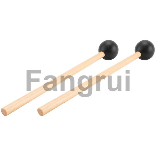 For 2pcs Soft Rubber Head Sticks Wood Handle Bell Mallets Black 1
