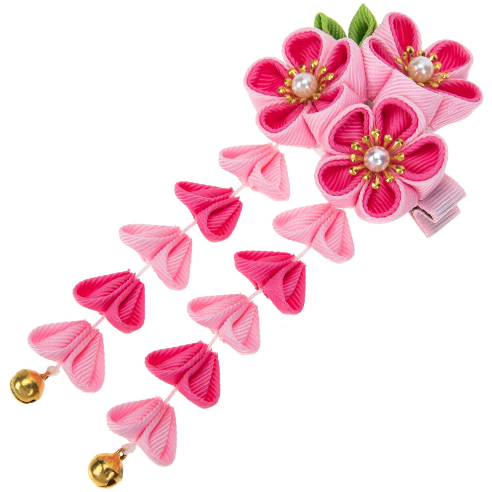 Happyyami Rosy Plum Flower Hair Clip Tassel Hanfu Hairpin For Kids