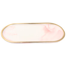 1Stk Rosa Keramik Schmuckplatte Elegant Schmuckaufbewahrung Tablett