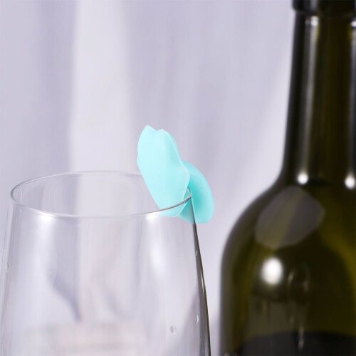 6 Pcs Red Wine Glass Label Sticker Silicone Marker Identification 1