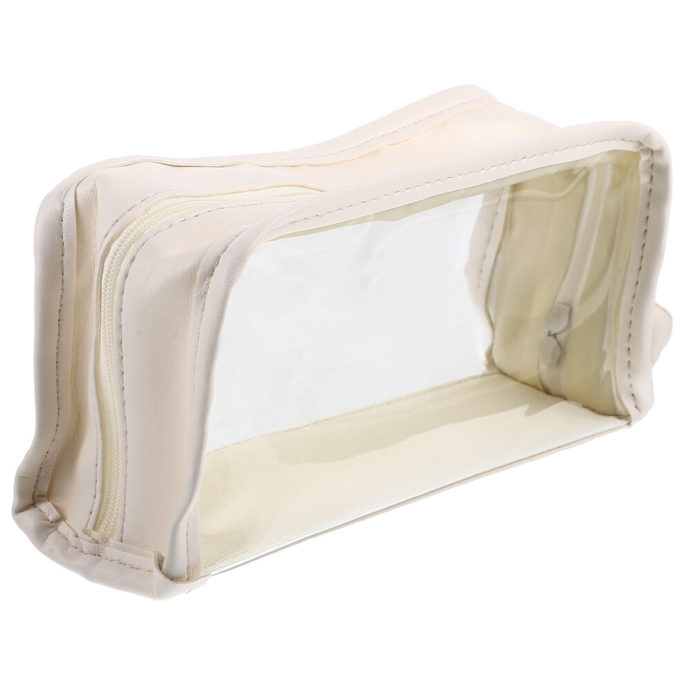 Happyyami White Toiletries Kit Pu Pvc Makeup Bag Clear Cosmetics