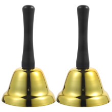 2Pcs Dinner Hand Bell Vintage Iron and Wood Party Service Bell