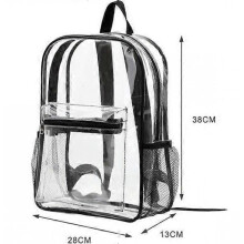 (Black) Explosive Transparent Pvc Outdoor Sports Fitness Transparent Waterproof Travel Transparent Visible Backpack